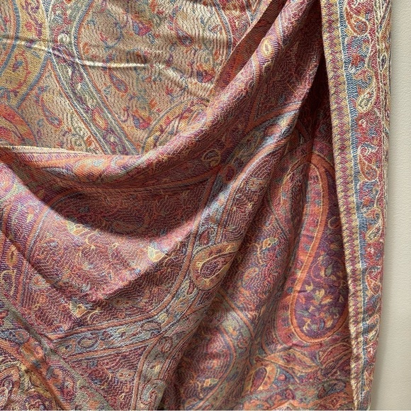 Elegant Shawl in Tan with Soft Pink - Versatile Wrap, Scarf, Stole Soft Rayon - Picture 11 of 16